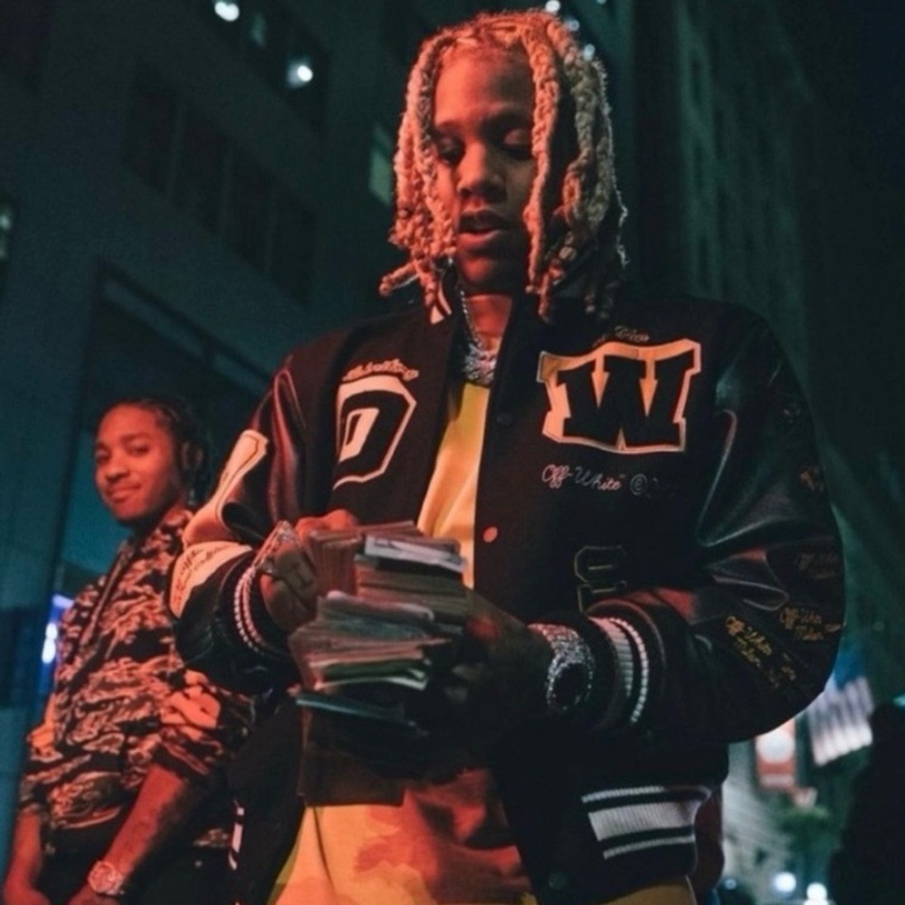 Off-White Leather Varsity Jacket Black & Orange L… - image 6